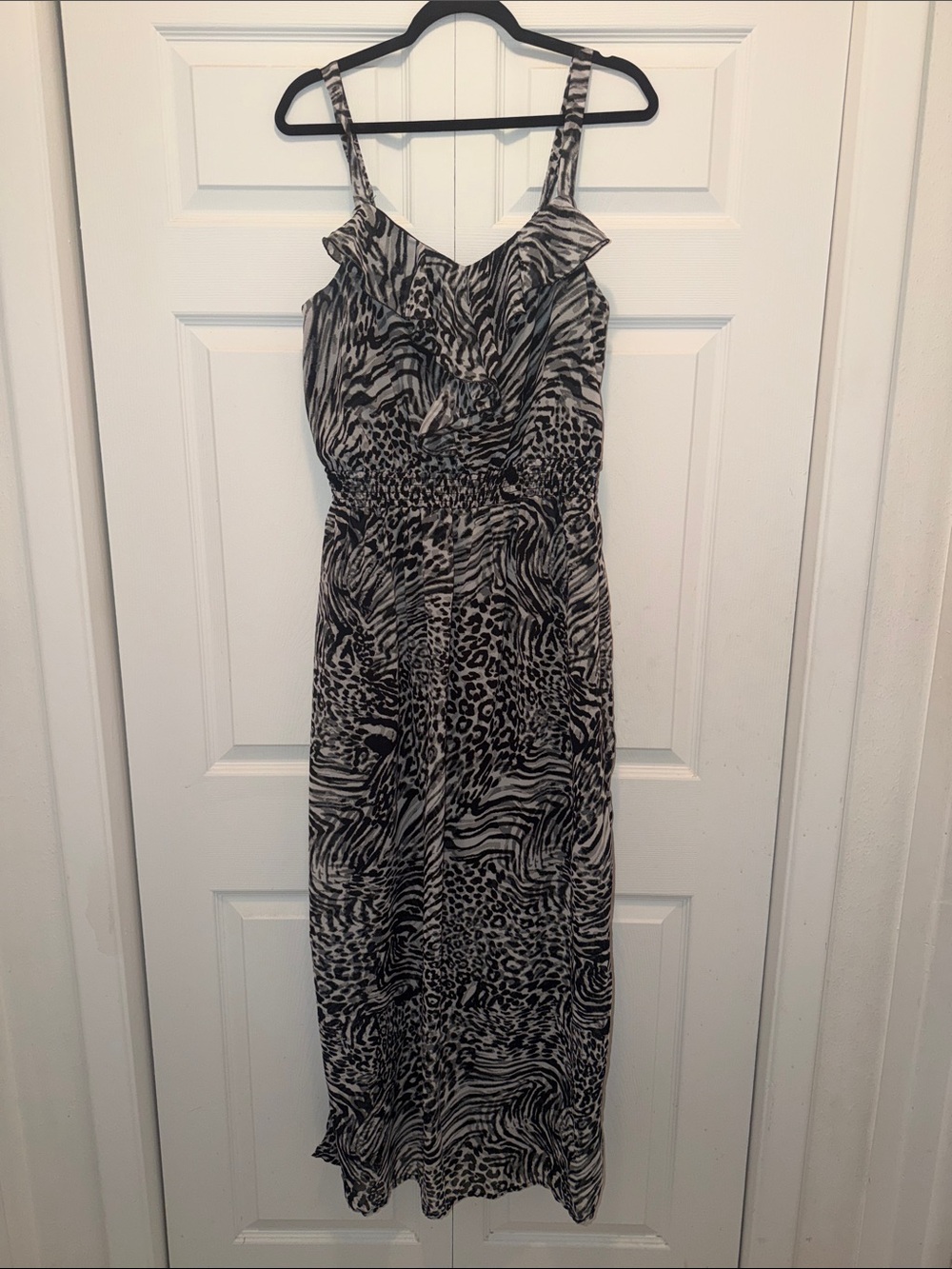 Faded Glory Black and White Animal-Print Maxi Dress